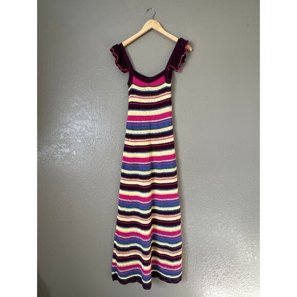Women's Zara Special Edition Crochet Knit Striped Maxi Dress NWT New Small - Picture 2 of 7